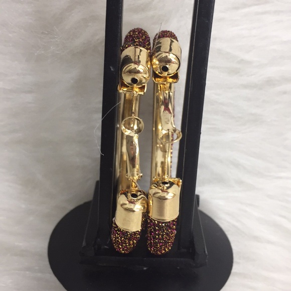 🌹3/$15 Palm Beach Pink & Gold Glitter Hoop Earrings - Picture 5 of 8